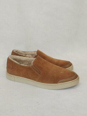 Frye Gemma Loafer Womens 9 Brown Tan Suede Shearling Lined Comfort Sneaker Shoes